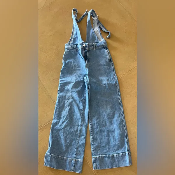 Free People Light Blue Denim Wide-Leg Jumpsuit - Image 3