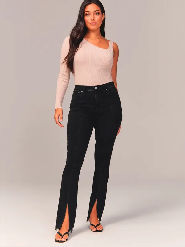 Abercrombie Curve Love The Skinny High Rise Split Hem Jeans 27/4R - Image 2