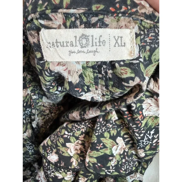 Natural Life My Favorite Cotton Top Black Flung Floral Ruffle Cotton Size XL - Image 5