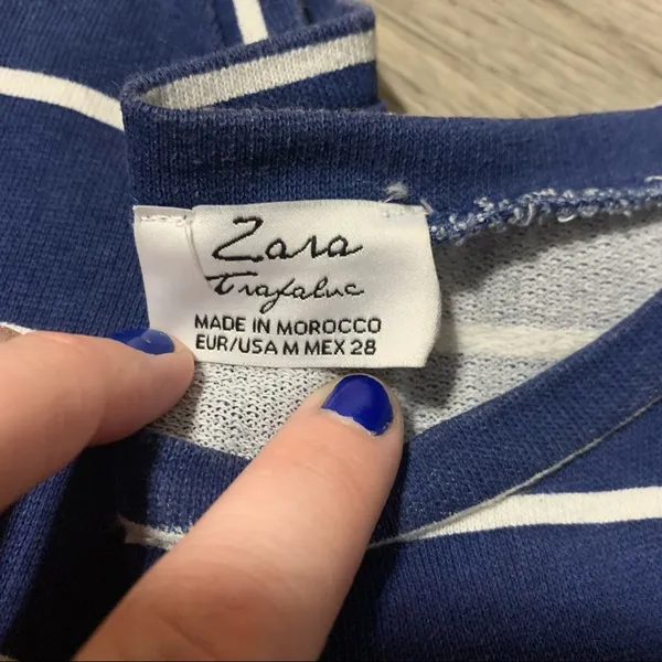 ❤️Zara Trafaluc Blue White Stripe Shirt; Medium Women’s - Image 6