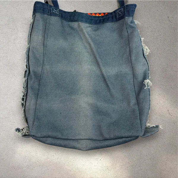 2000s Handmade Patchwork Denim Tote Bag Cottagecore Autumn Whimsy Thanksgiving - Image 5
