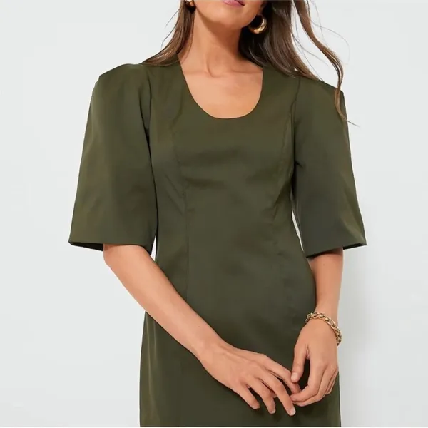 Tuckernuck Ariella Mini Dress XS Olive Green Twill Puff Sleeve Utility NWT - Image 8