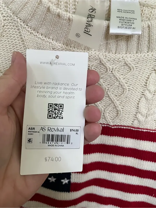 NEW Altar’d State AS Revival American USA Flag Sweater Size XL NWT - Image 3