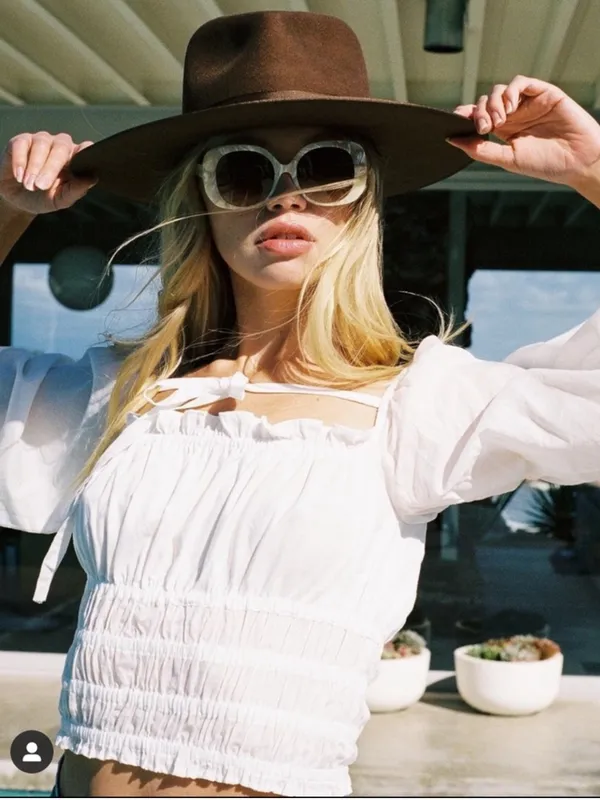 With Jean Fonda Top Long Sleeve Smocked Blouse White Small $219 - Image 3