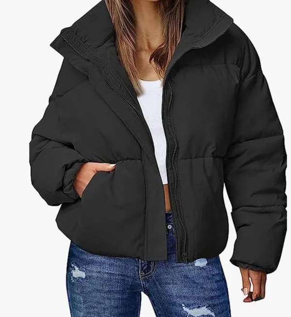 Cropped Puffer Jacket Black Size L - Image 2