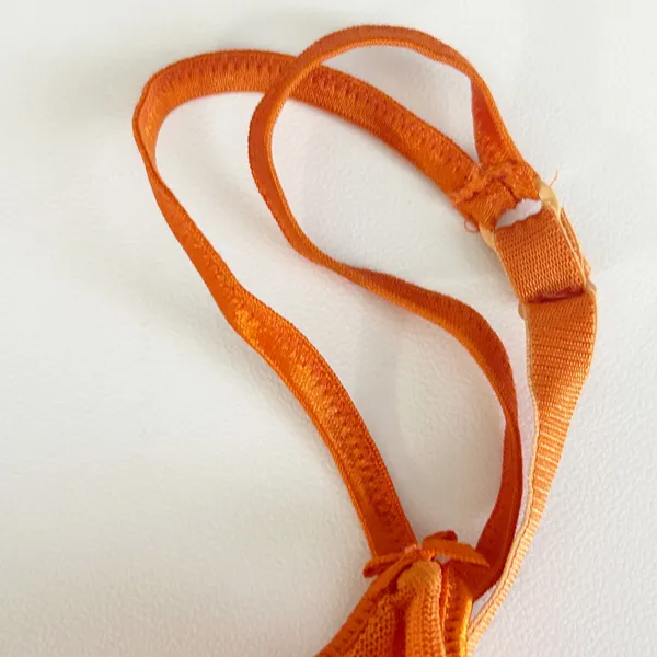 Moschino Womens Orange Heart Flocked‎ Mesh Vintage Italian Lingerie Bra Size 36B - Image 3