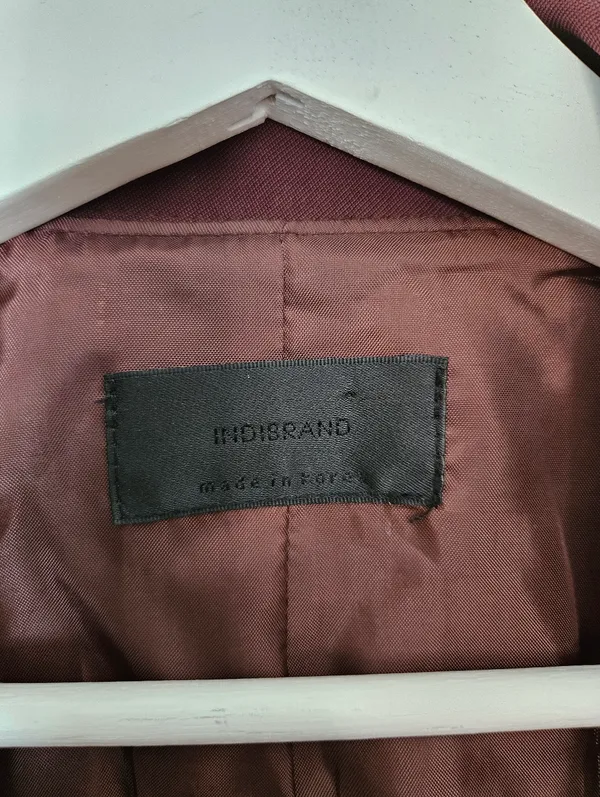 Indibrand Burgundy Tie-Waist Duster Long Jacket Korean Open Front Spring Light - Image 9