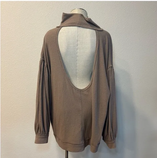 Free People We The Free Winnie Turtle Neck Cutout Ribbed Tunic Top 428 - Image 2