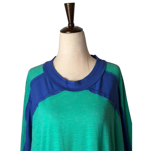 Free People Movement All About It Top Women Large Green Blue Slub Knit Gorpcore - Image 4