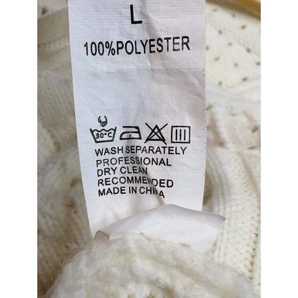 Ribbon Lace Up‎ Cardigan Womens Large Cream Pink Coquette Pointelle Knit Chunky - Image 7