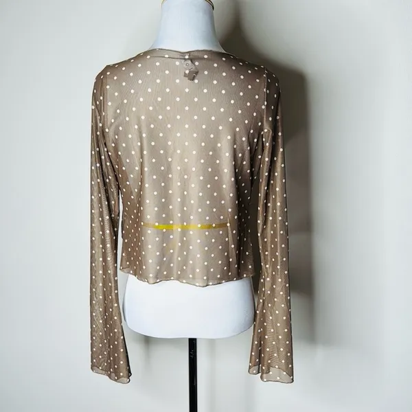 Motel Rocks Araceli Brown Polka Dot Tie-Front Top - Image 8