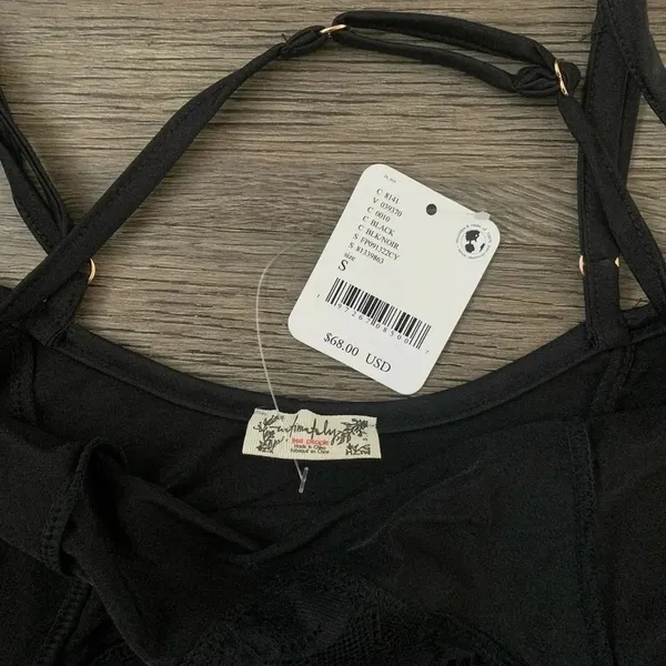 Free People Wild Bunch Bodysuit -‎ Size S - Black - NWT - Image 10