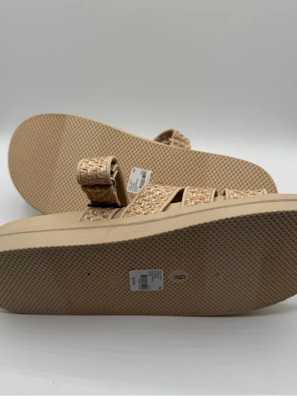 Lane Bryant Raffia Slide Sandals 9W Wide Beige Woven Comfort NWT - Image 6