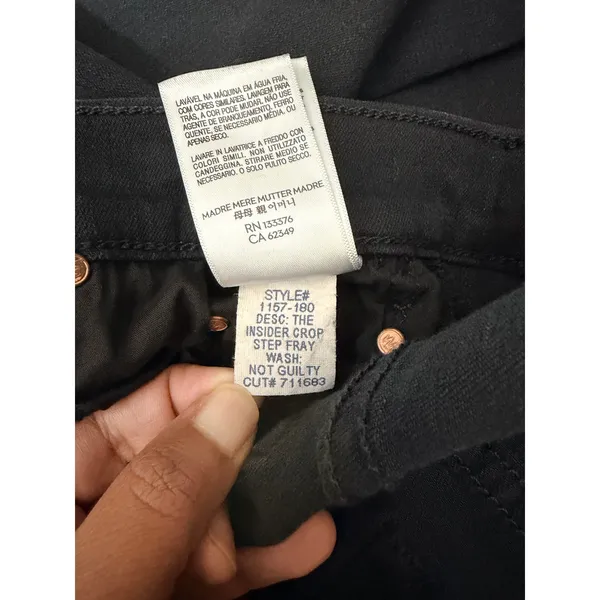 Mother The Insider Crop Step Fray Jeans in Not Guilty Black Mid Rise Size 29 - Image 10