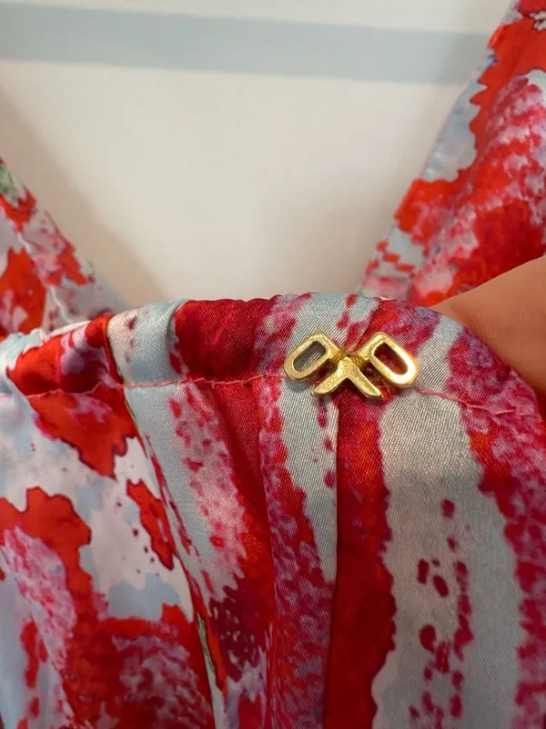 Pilyq Maxi Dress Size M/L Red Print Sleeveless V-Neck - Image 8