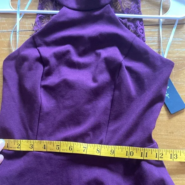 Lulu’s New Hometown Girl Plum Purple High Beck Lace Skater Mini Dress Size Small - Image 6