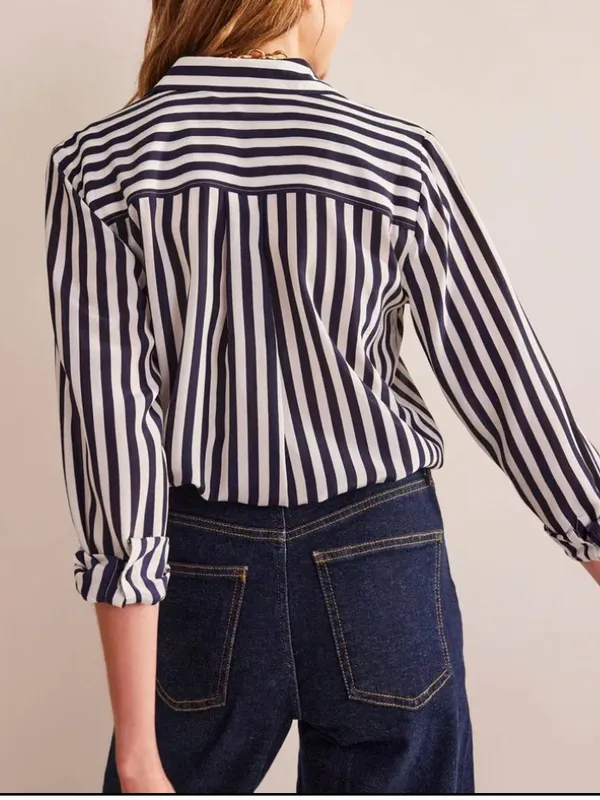 Boden Sienna Stripe 100% Silk Shirt Button Down Blouse Top US 2R - Image 4