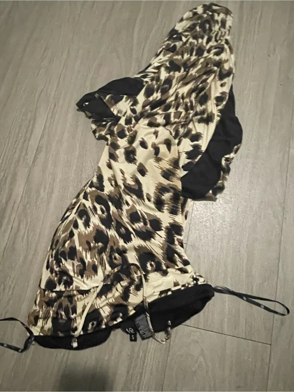 Leopard Print Maxi Dress in Brown and Cream - Image 4