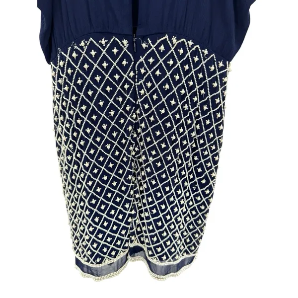 NBD Revolve Best Mistake Dress Size‎ Medium Navy Blue Beaded Mini Sleeveless - Image 8