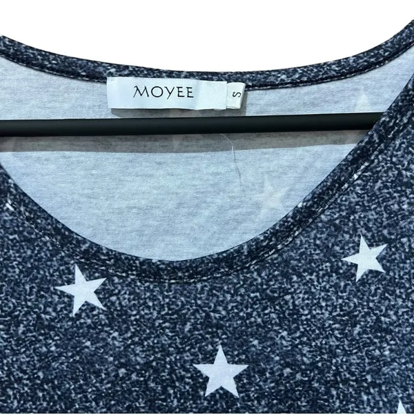 Moyee Blue Tee Shirt With White Stars Women's Size Small - Image 3