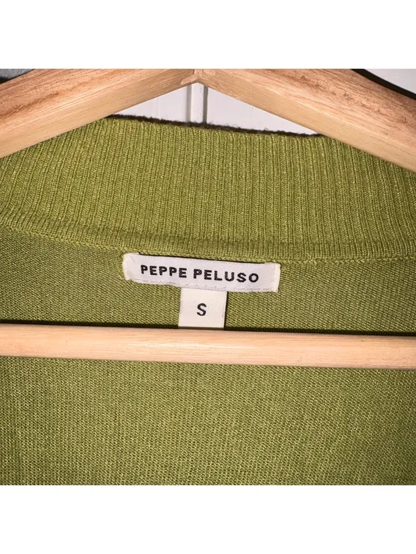 Peppe Peluso $168 Woman’s S Green Short Sleeve Button-Up Cardigan Shirt Size S - Image 5