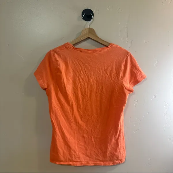 The North Face Women’s Half Dome Logo V Neck T Shirt Medium Orange - Image 4