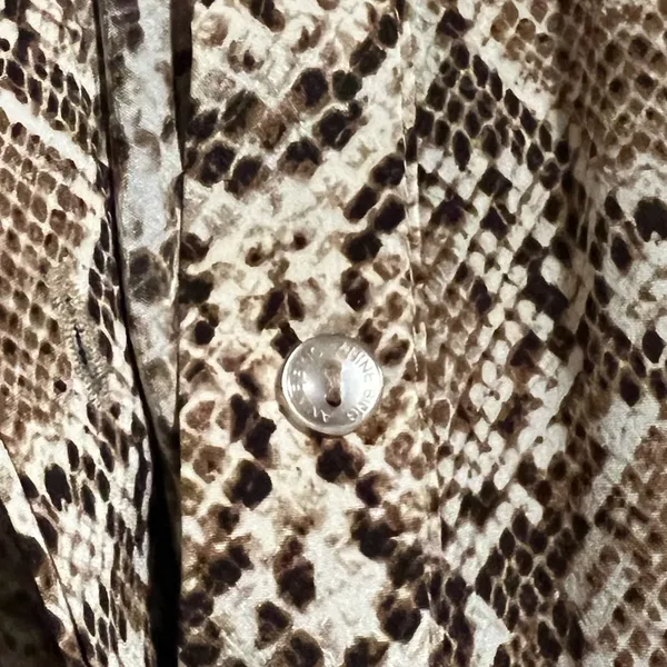 Anine Bing Chelsea Silk Brown Snake Python Dress Long Sleeve Shirt Dress‎ Animal - Image 4