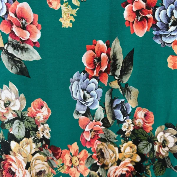 Alice + Olivia Delora Green Floral‎ Midi Dress Size 4 3/4 Sleeve Bodycon - Image 3