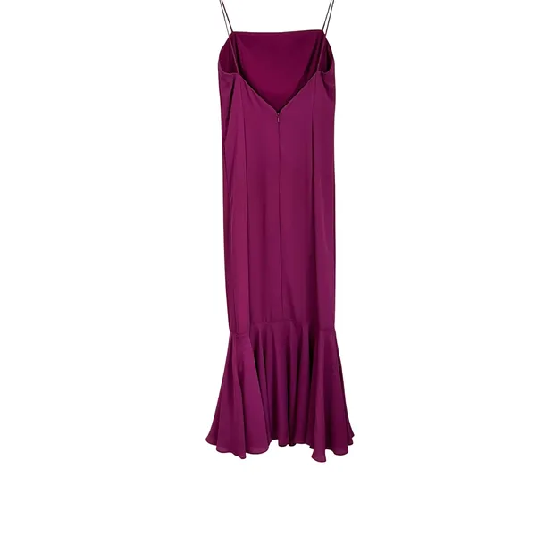 Fame & Partners‎ Fuchsia Magenta Chiffon A-line Flounce Hem Formal Dress Sz 0 - Image 3
