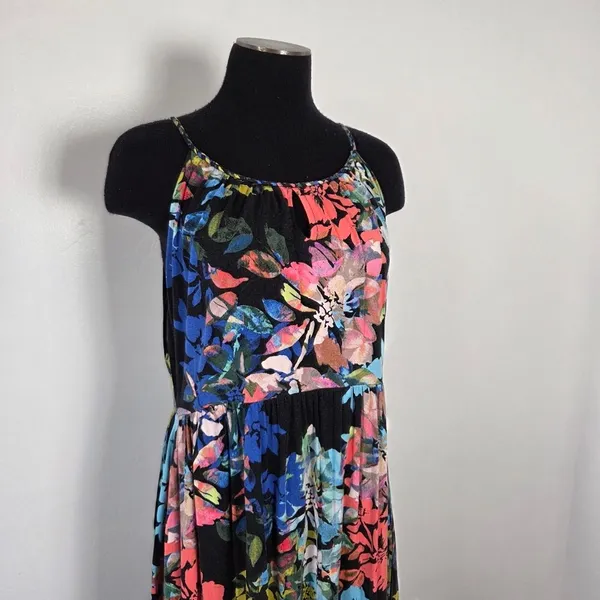 Lucy & Laurel Floral Maxi Dress Watercolor Sleeveless Vacation Braided XL - Image 2