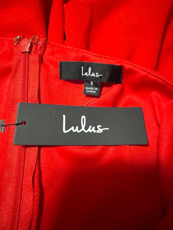 Lulu's One-Shoulder Red Midi Dress with Side Drape NWT - Image 4