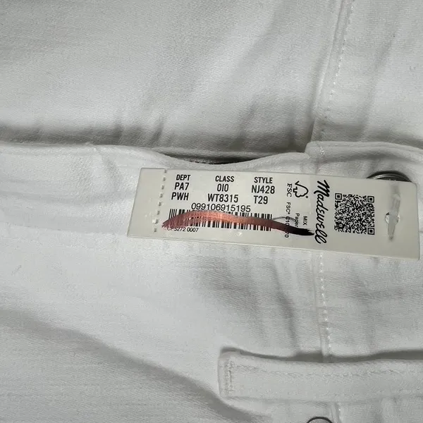 NWT Madewell Mid-Rise Kick Out Crop White Jeans Size 25‎ Denim Pants - Image 5