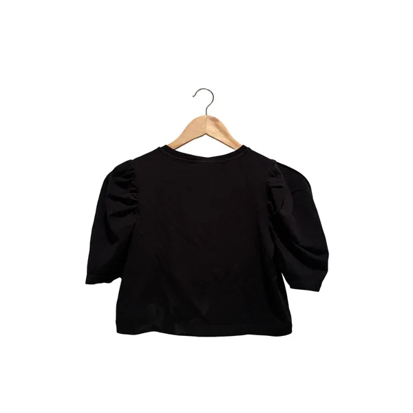 Alice McCall Rosemary Crop Tee Black Puff Sleeve‎ Short Sleeve Top Medium - Image 2