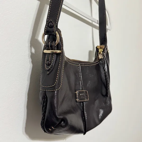 The Sak Y2K Chocolate Brown Leather Shoulder Bag 2000s VTG Fall Faux - Image 3