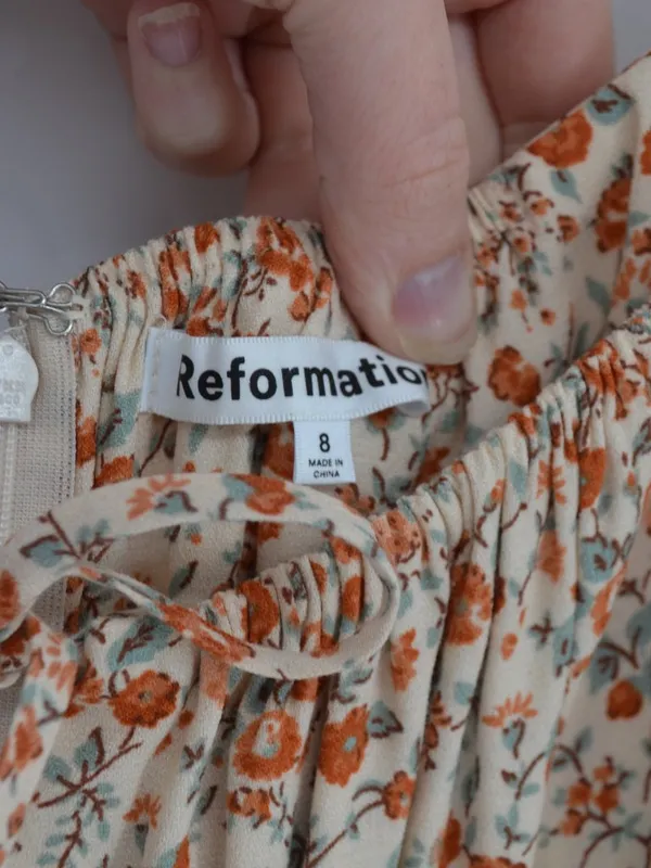 Reformation Teyana Dress Size 8 Floral Print Pink Orange Cream - Image 5