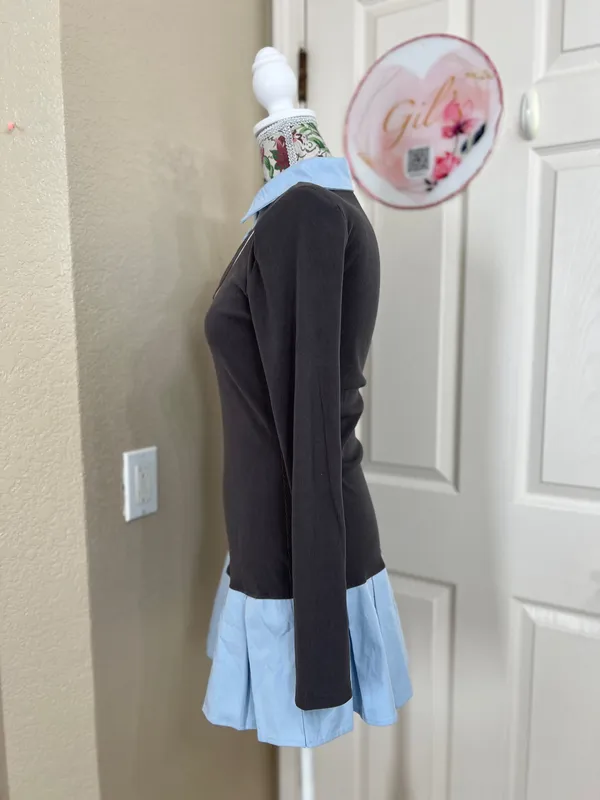 Chin Studio gray and blue y2k mini dress size M - Image 5