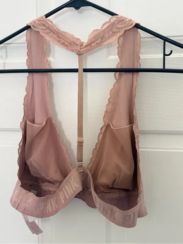 PINK Victoria's Secret Rose Taupe Lace Bralette - Image 7