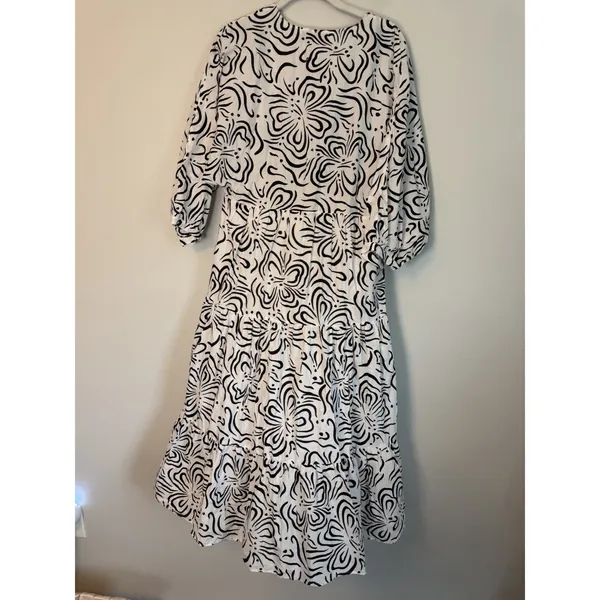 Zara Black and White cotton midi dress 3/4 sleeve sz Small NWT $70 - Image 4