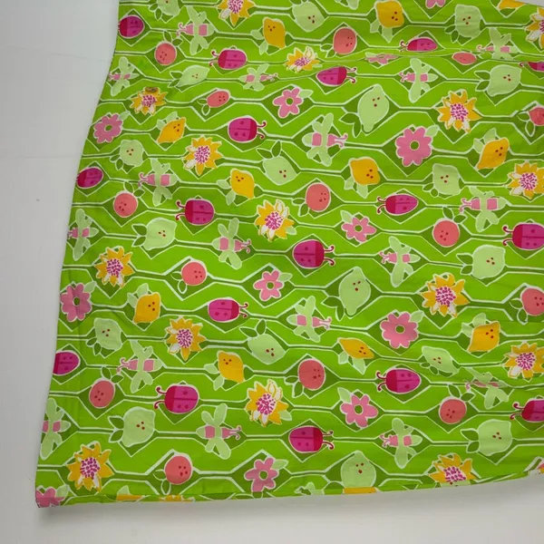 Vtg Lilly Pulitzer Green Floral Spring Mini Skirt Sz 10 Lime Lemon Ladybug - Image 5