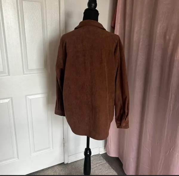 Brown corduroy long sleeve button up jacket Size M - Image 4