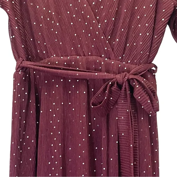 Baltic Born Grace Sparkle Sequin Maxi Dress Mulberry Faux Wrap Slit Size Medium - Image 5