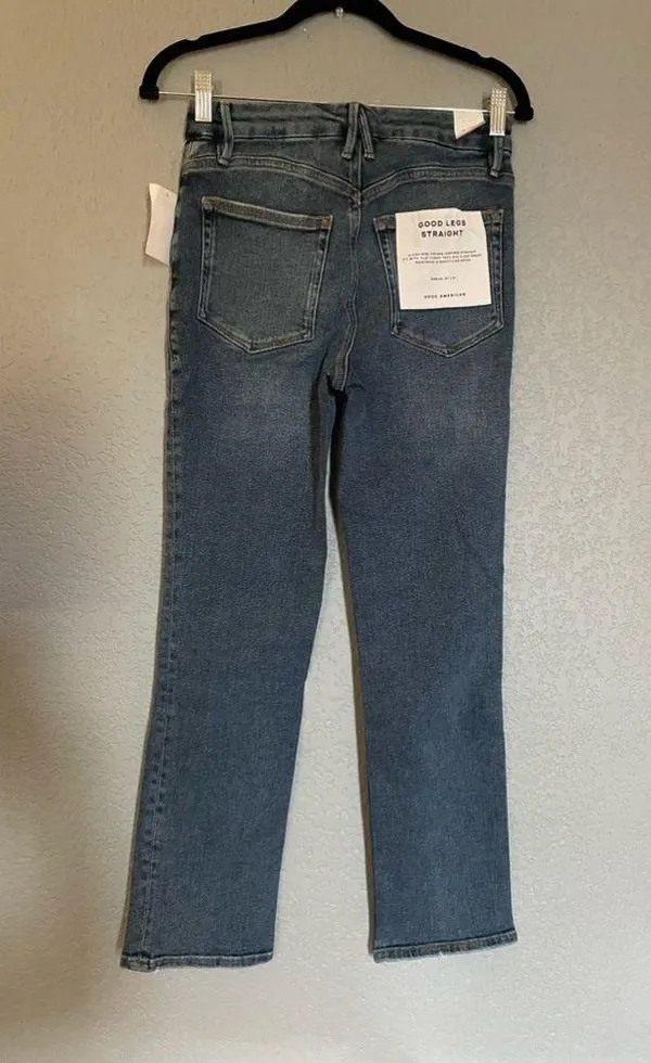 NWT Good American Good Legs Straight Jeans Blue Indigo478 Color High Rise Size 6 - Image 10