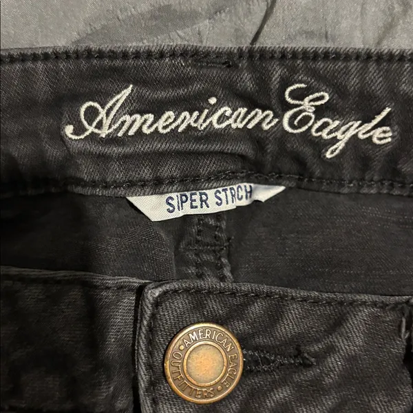 American Eagle Super Stretch Mid Rise Slim Straight Jeans Black Size 12 - Image 4