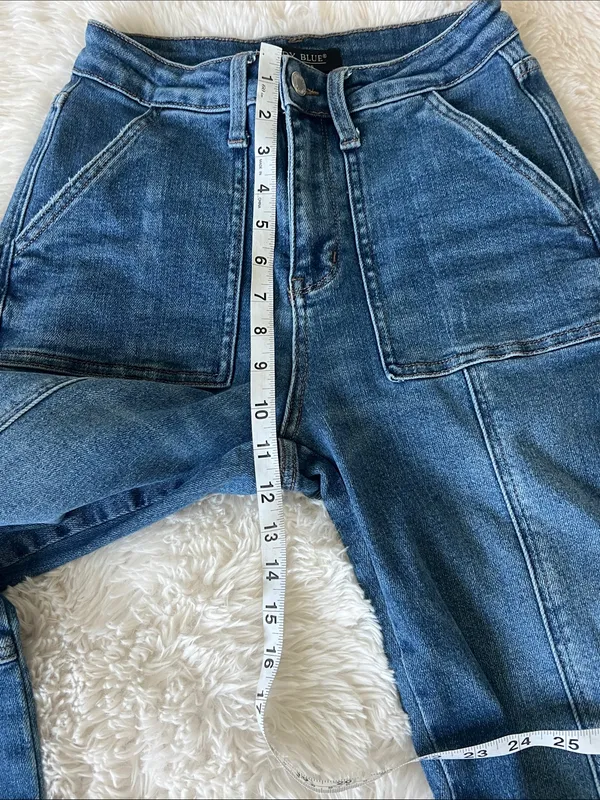 Judy Blue High Rise Women’s Utility Cargo Jeans, size 3/26 ^ - Image 10