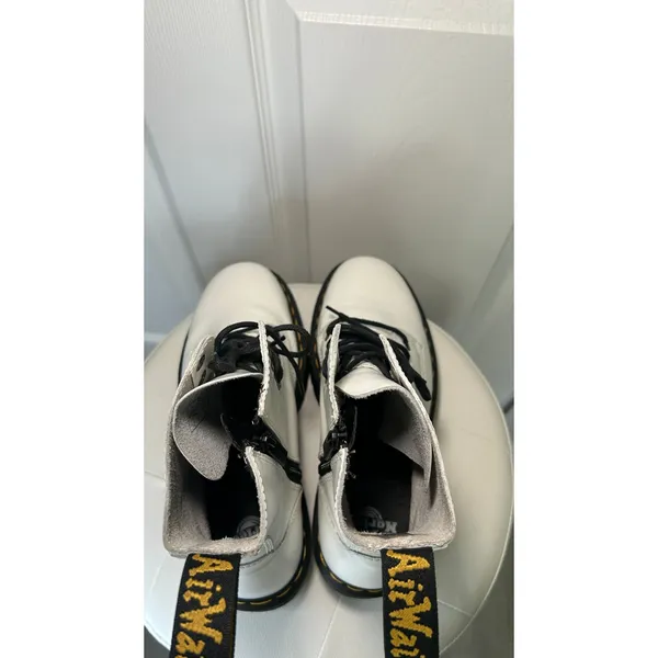 Dr. Martens Jadon Platform Boot 11 White Leather Side Zip Chunky Combat Lug Sole - Image 6