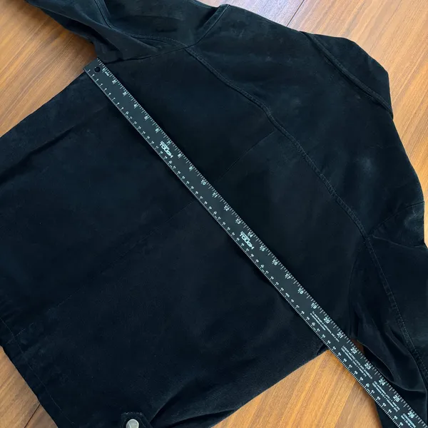 Vintage 90s Distressed Black Suede Leather Bomber Jacket Quilted Lining No Size - Image 11
