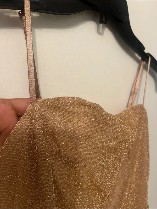 Sparkle Slip Dress in Champagne Rose Gold Small - Image 2