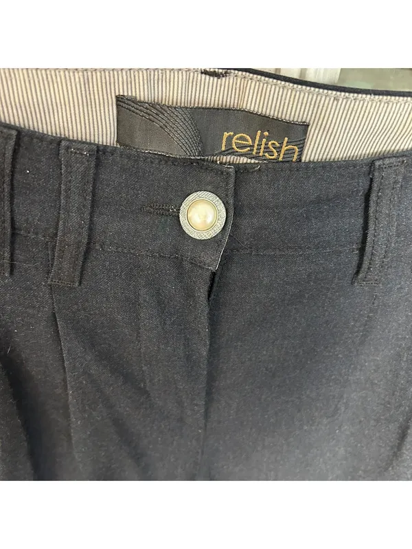 Relish Women’s Dark Grey Straight Leg Dress Tailored Preppy Classic Pants 24 - Image 3