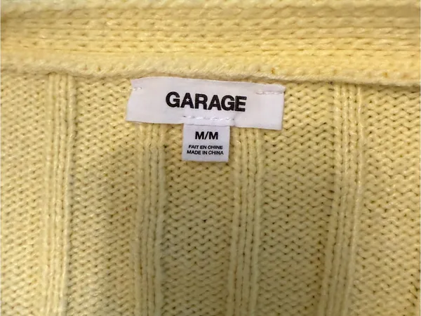 Garage Yellow Ribbed V-Neck Button Front Cropped Cardigan Sz M - Image 3