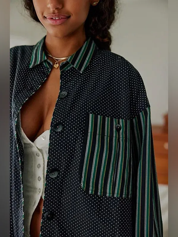 Free People Intimately Milk & Cookies Oversized Button Down Shirt Size Small - Image 4